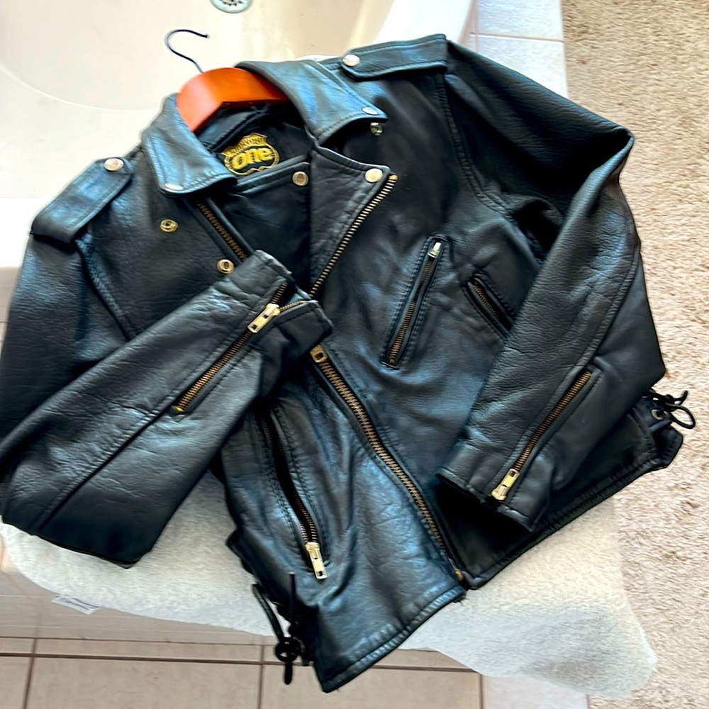 Vintage Highway One Ladies Leather Motorcycle Jacket Size M